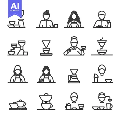 Aset desain premium: Coffee and Tea Making and Drinking Icon Set