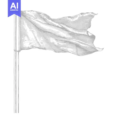 Aset premium populer: A Grey-Scale, Hand-Drawn Illustration of a Blank Flag Waving on a Pole