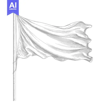 A Blank Flag Waving on a Pole with an Ornate Finial