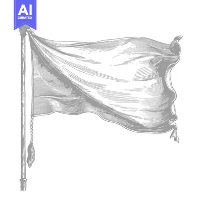 Aset desain premium: A Blank Flag Waving On A Pole