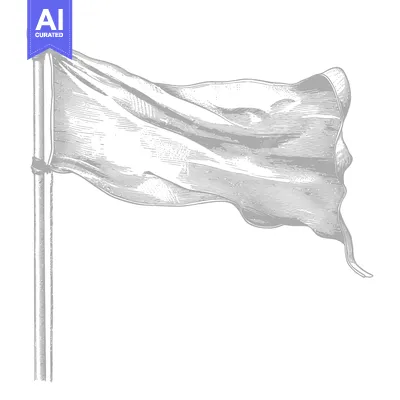 Aset desain premium: Engraving of a Blank Flag Waving in the Wind