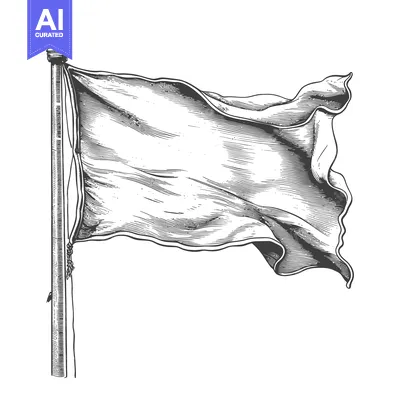 Aset desain premium: Blank Flag Waving in the Wind on a Pole