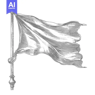 Popular premium asset: A Hand-Drawn Illustration of a Blank Flag Waving on a Pole