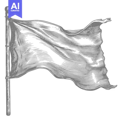 Aset premium populer: A Hand-Drawn Illustration of a Waving Blank Flag on a Pole