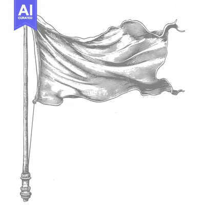 Aset premium populer: An Illustrated Drawing of a Waving Flag on a Pole