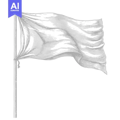 Aset premium populer: A Hand-Drawn Engraving of a Waving Flag on a Pole