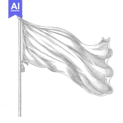 Popular premium asset: A Grey-Scale Engraving of a Blank Flag Waving on a Pole