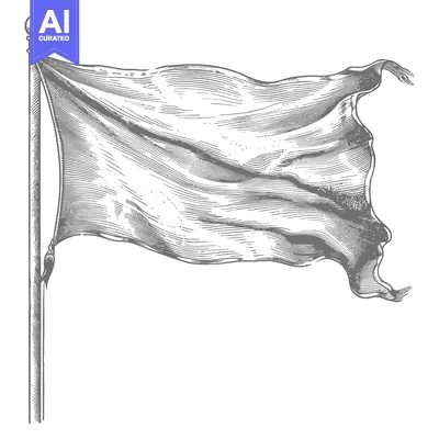 Aset premium populer: A Blank Flag Waving on a Pole