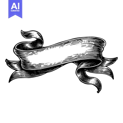 Popular premium asset: Black and White Hand-Drawn Ribbon Banner with Blank Space