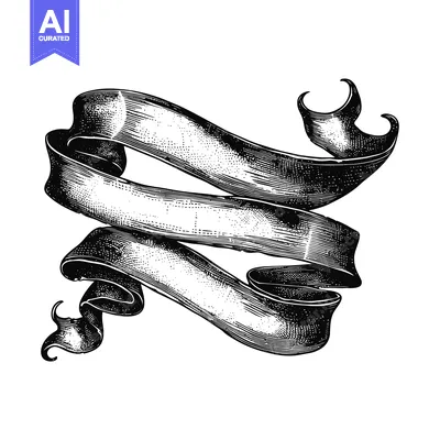 Premium design asset: Hand-Drawn Black and White Swirling Ribbon Banner