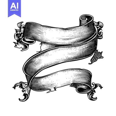 Popular premium asset: Ornate Black and White Scroll Banner with Blank Space