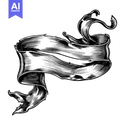 Popular premium asset: Black and White Hand-Drawn Banner Ribbon