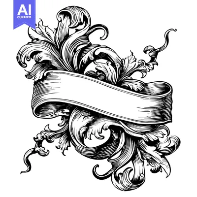Aset premium populer: Ornate Flourish with Blank Banner