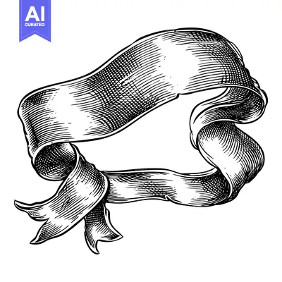 Aset premium populer: Hand-Drawn Black and White Vintage Ribbon Banner