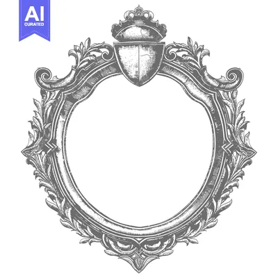 Aset premium populer: Ornate Circular Frame with Crown and Shield