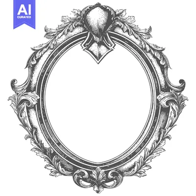 Aset premium populer: Ornate Oval Frame with Intricate Floral Details