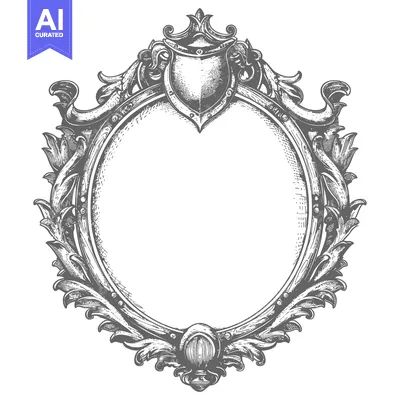 Aset premium populer: Ornate Circular Frame with Crown and Shield