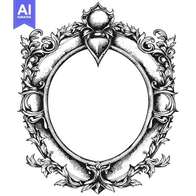 Aset premium populer: Ornate Oval Frame with Intricate Floral Designs