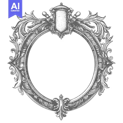 Aset desain premium: Ornate Circular Frame with Fleur-de-lis and Shield
