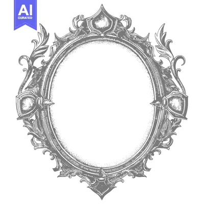 Aset premium populer: Ornate Circular Frame with Detailed Floral and Geometric Designs