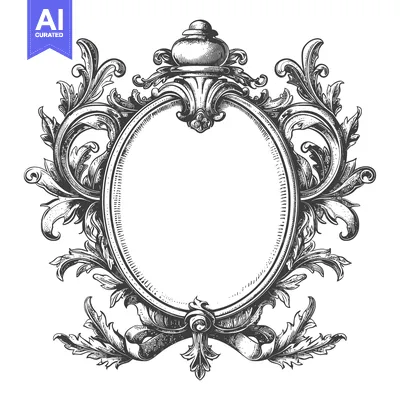Aset premium populer: Ornate Floral Frame with a Central Oval