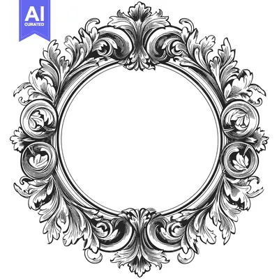 Aset premium populer: Ornate Circular Frame with Floral Motifs