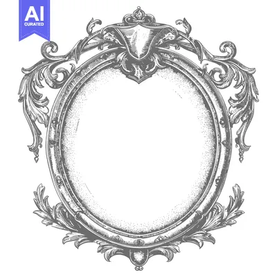 Aset premium populer: Ornate Circular Frame with Crown and Floral Motifs