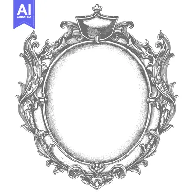Premium design asset: Ornate Circular Frame with Crown and Floral Motifs
