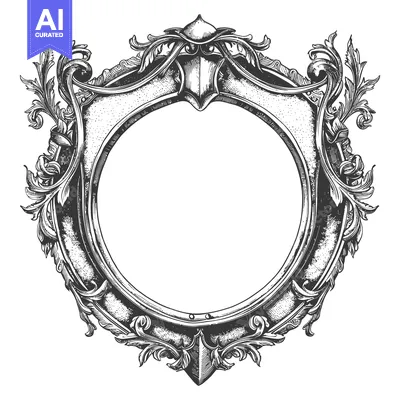 Premium design asset: Ornate Circular Frame with Intricate Floral Details