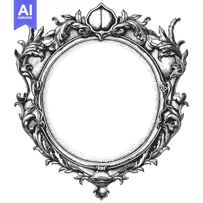 Aset premium populer: Ornate Circular Frame with Floral Motifs