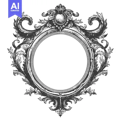 Premium design asset: Ornate Circular Frame with Floral Flourishes