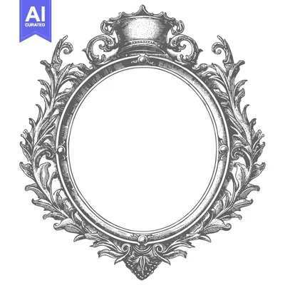 Aset premium populer: Ornate Crowned Oval Frame with Flourishes
