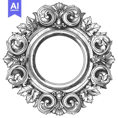 Premium design asset: Ornate Circular Frame with Floral Motifs