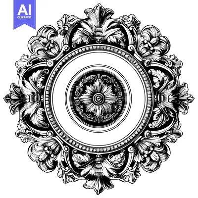 Aset premium populer: Ornate Circular Frame with Floral Motifs