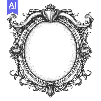 Aset desain premium: Ornate Circular Frame with Crown and Shield