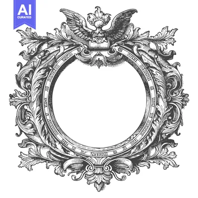 Popular premium asset: Ornate Frame with an Eagle and Floral Motifs