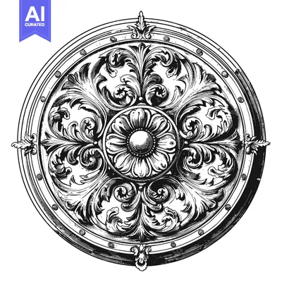 Aset desain premium: Ornate Circular Design with Floral Motifs
