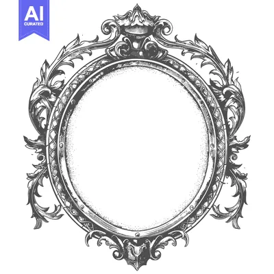 Premium design asset: Ornate Circular Frame with Floral Motifs