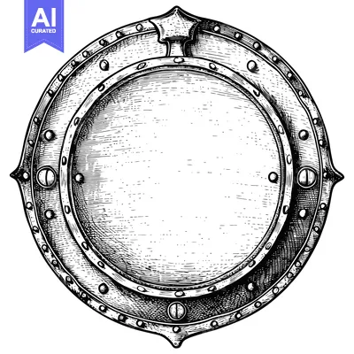 Popular premium asset: Hand-Drawn Sketch of a Medieval Round Shield with a Spiked Top