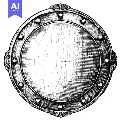 Aset premium populer: Engraved Circular Shield with Ornate Details