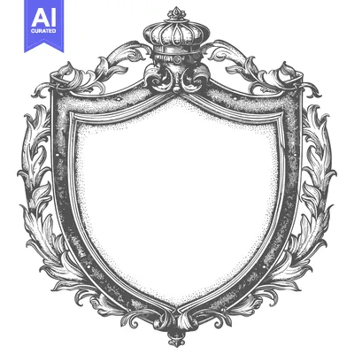 Aset premium populer: Ornate Shield Crest with Crown and Scrollwork