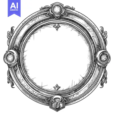 Aset desain premium: Ornate Circular Frame with Detailed Intricate Design
