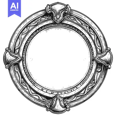 Premium design asset: Ornate Circular Frame with Intricate Design and Text