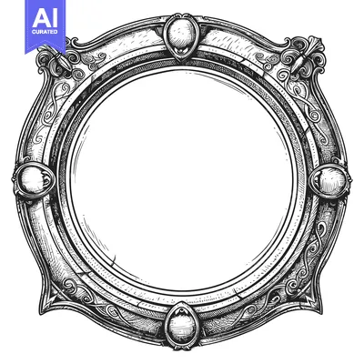 Aset premium populer: Ornate Circular Frame with Floral and Jewel Motifs