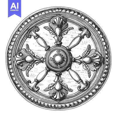 Premium design asset: Ornate Circular Design with Intricate Floral Motifs