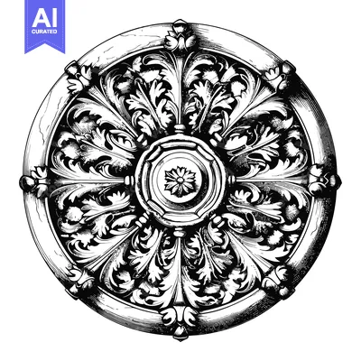 Aset premium populer: Circular Ornamental Design with Floral Motifs