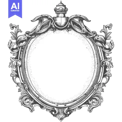 Aset desain premium: Ornate Decorative Frame with a Central Empty Space