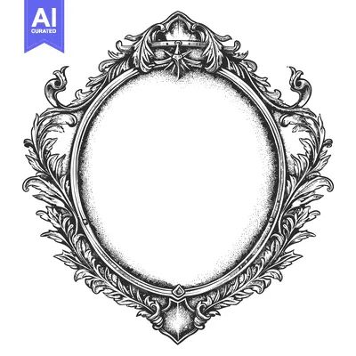 Aset premium populer: Ornate Oval Frame with a Crown and Flourishes