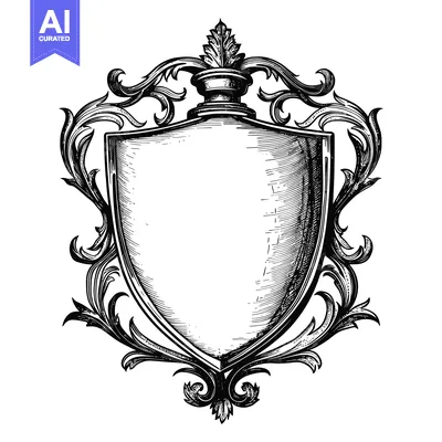 Aset premium populer: Ornate Heraldic Shield with Flourishes