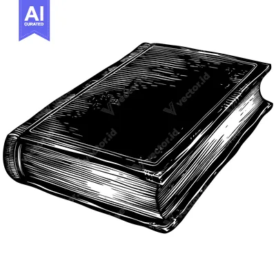 Aset desain premium: Black and White Illustration of a Closed Book
